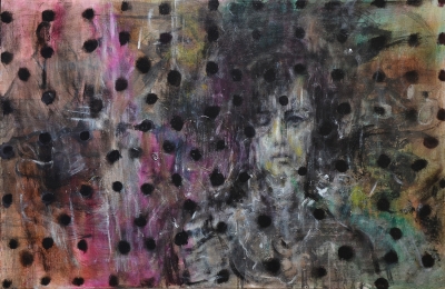 Black dots acrylic on canvas 95x61cm